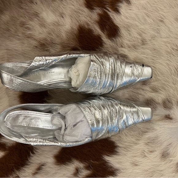 Khaite Metallic Leather Slingback Pumps
